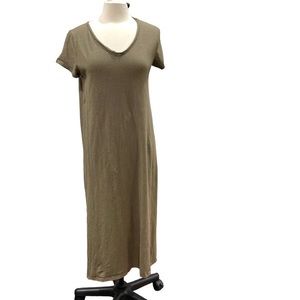 C & C California Olive Green Short Sleeve Maxi T Shirt Dress SZ L